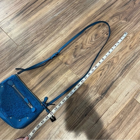 Coach Bright Blue Shearling Leather Rhyder Pochette Crossbody Bag - Picture 15 of 15